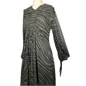 4  Proenza Schouler 100% Silk Safari Tiger Zebra Print Babydoll Dress Boho